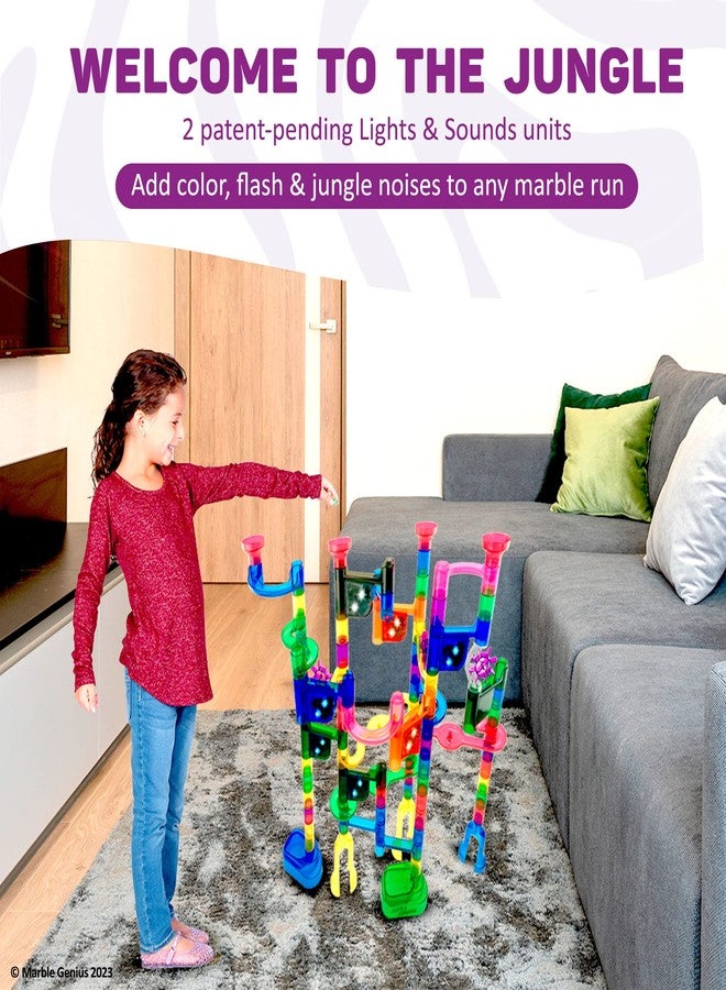 Marble Genius Marble Run Lights & Sounds Accessory Set - 10 Randomized Jungle Sounds and 2 Flashing Lights, Compatible with Any Marble Genius Set, for Ages 3 and Above, Green-Jungle Sound - Image 4